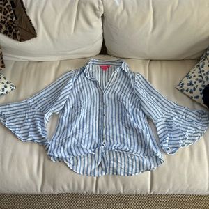 Lilly Pulitzer lysa blue and white stripe button down